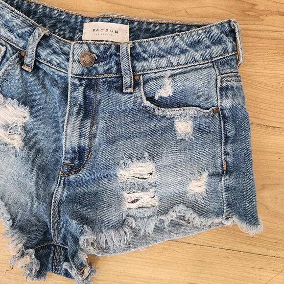 PACSUN High Rise Festival Short Medium Wash Size 25 - Picture 2 of 11